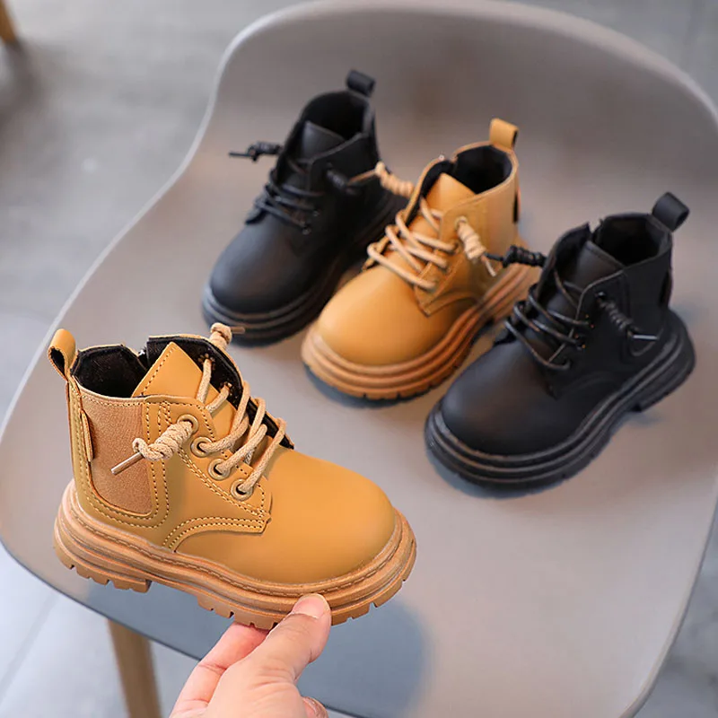 Winter Children Boots Anti-Skid Baby Toddler Leather Ankle Boots Boys Girls Winter Shoes Outdoor Short Fashion Sneaker CSH1489