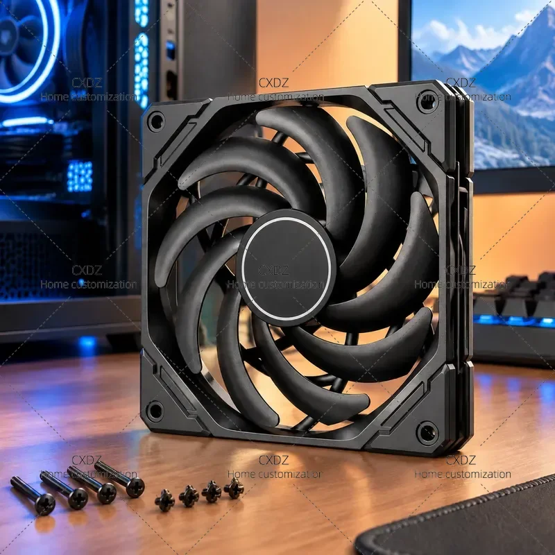 TF-12015-K 12cm Thin Water-Cooled Chassis Fan 4-Wire PWM Temperature Control Cooling Fan for PC Case