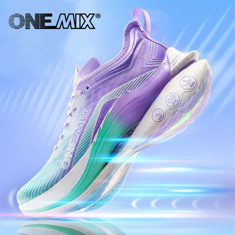 ONEMIX-Chaussures de course marathon en plaque de carbone, baskets de course professionnelles, support stable, soulagement des chocs, rebond