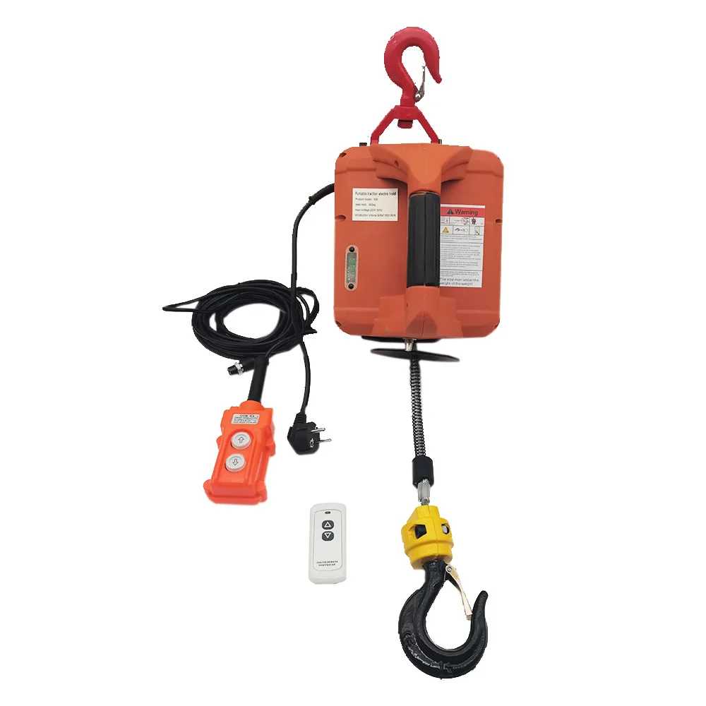 220V/110V 500KG Load Portable Electric Winch Traction Hoist Small Crane Home Decoration Crane Hoist Lifting Tool