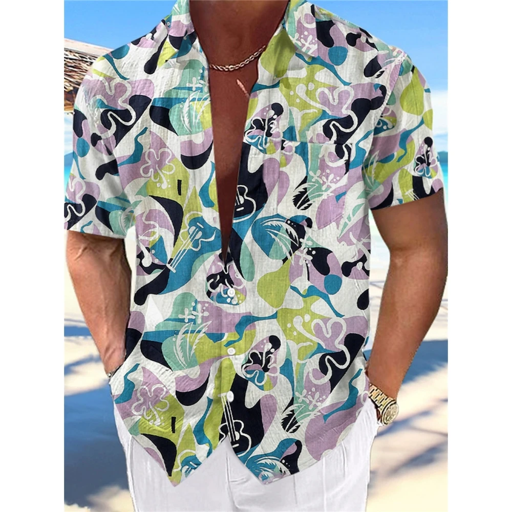 Camisa hawaiana informal para hombre, camisa de manga corta con estampado 3d, ropa transpirable, Verano