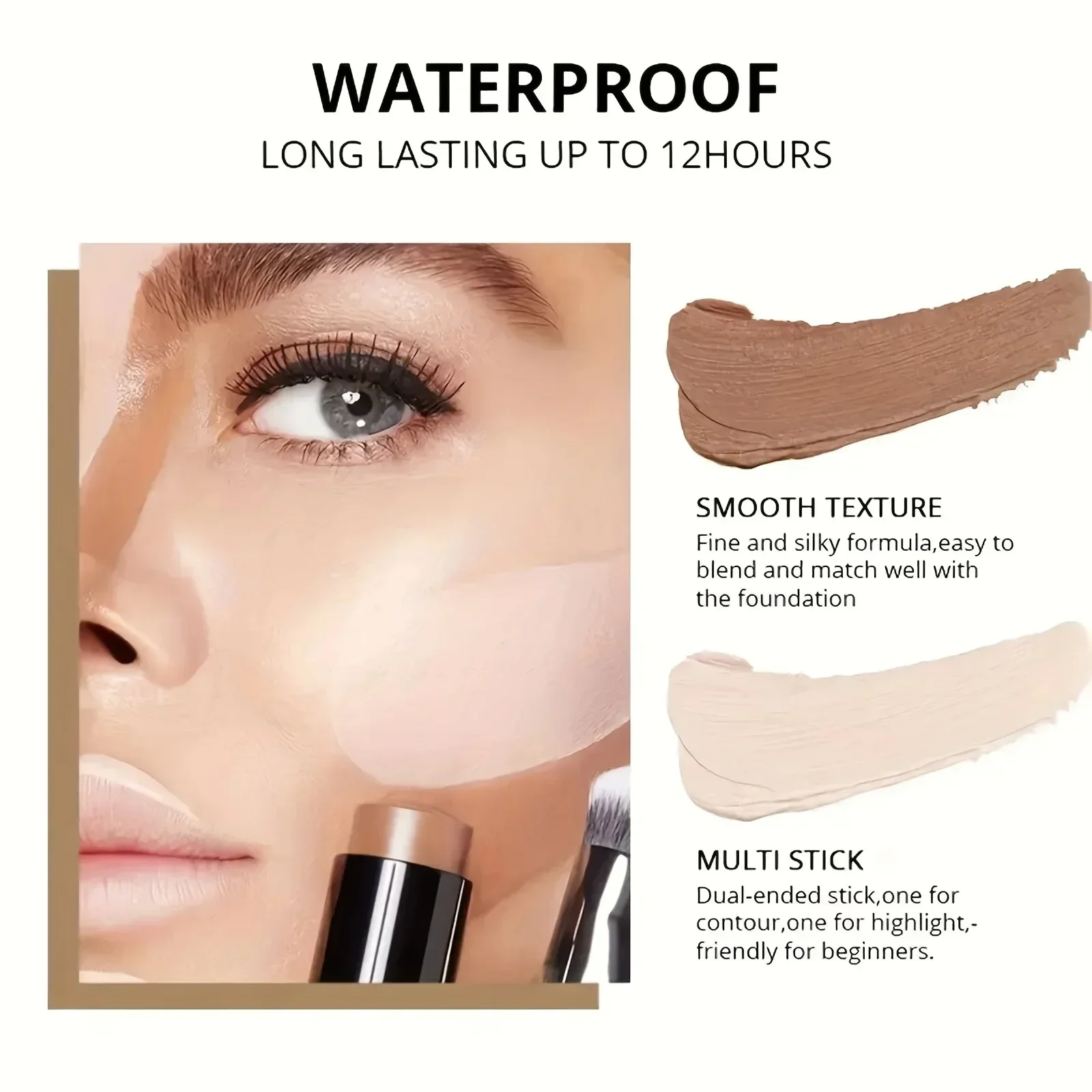 Corrector de ojos de doble punta, 2 colores, Corrector de Color, resaltador de contorno, bronceador facial, Base de maquillaje, crema