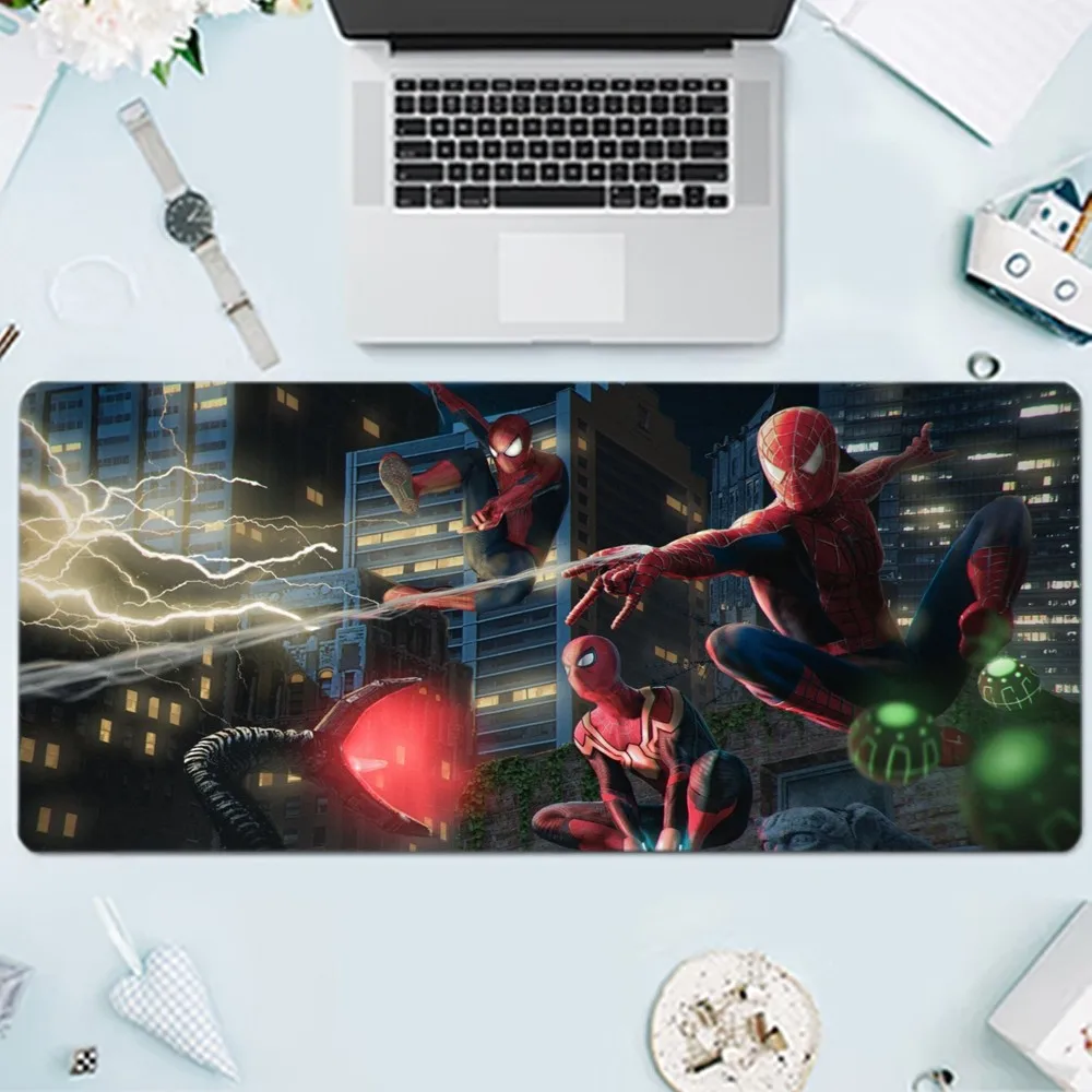 Spider-Man Mousepad Gamer PC besar, keset Keyboard Gaming tanpa cara untuk rumah MW