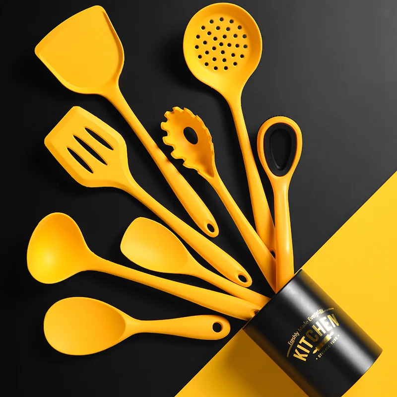 

Storage Barrel Integrated Full Package Kitchen Tools 8-piece Set Silicone Chinese Shovel Spoon Kitchenware