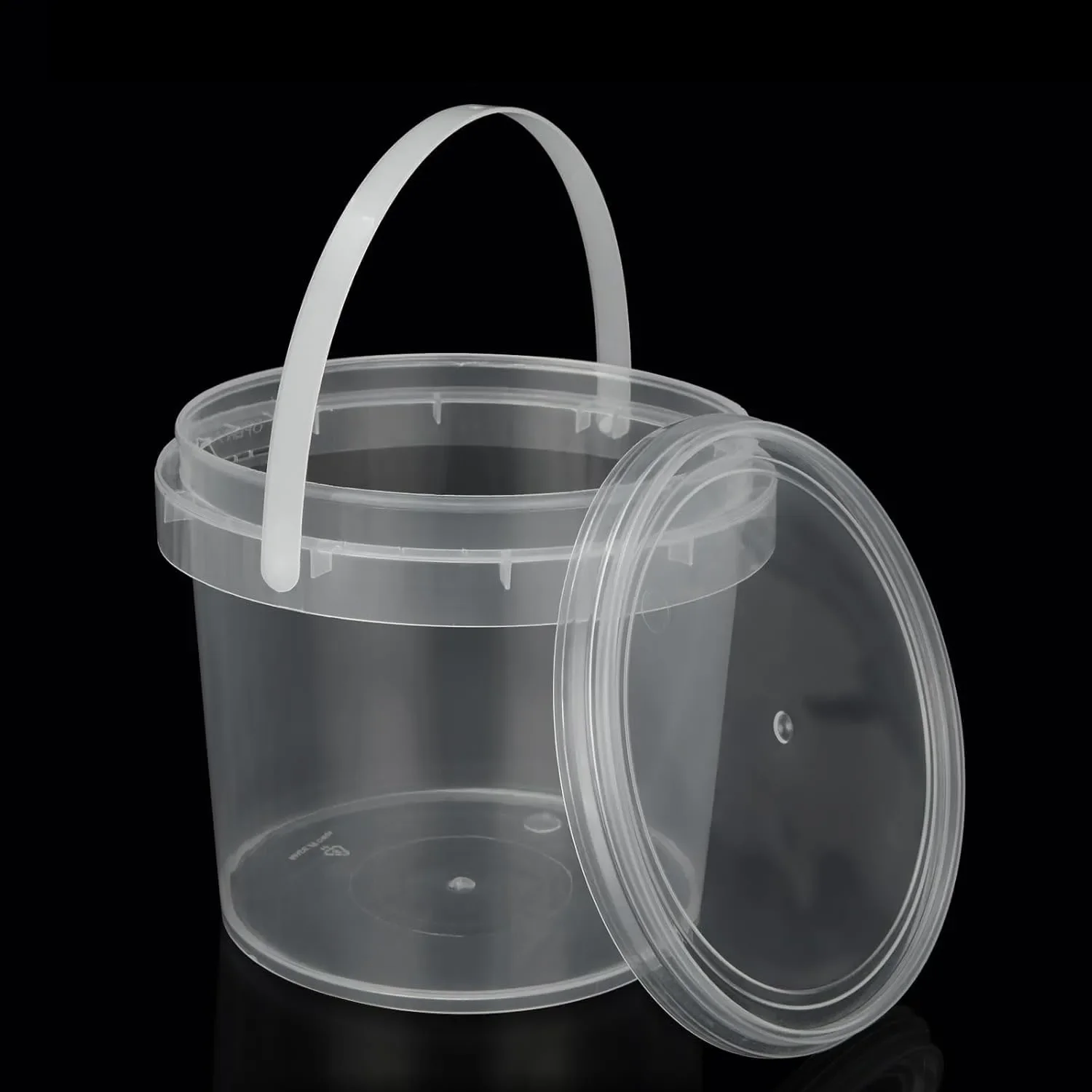 20PCS Lastic Ice Cream Containers, Clear Buckets with Lids and Handles 1000ml Cocktail Rum Buckets for Snacks Deli Fruits Drinks