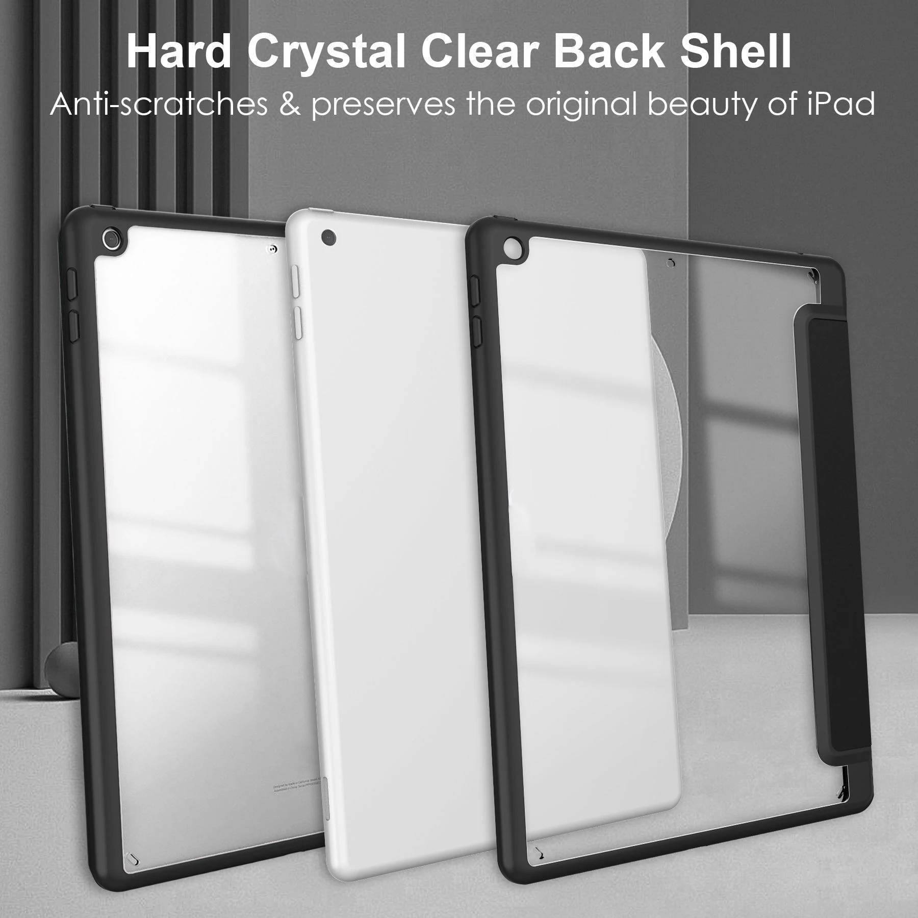 Flip Tablet Cover per iPad Air 1/2 9.7 ''2017 2018 5th 6th Generation Acylic Back Case con portapenne Sveglia/Sleep automatico