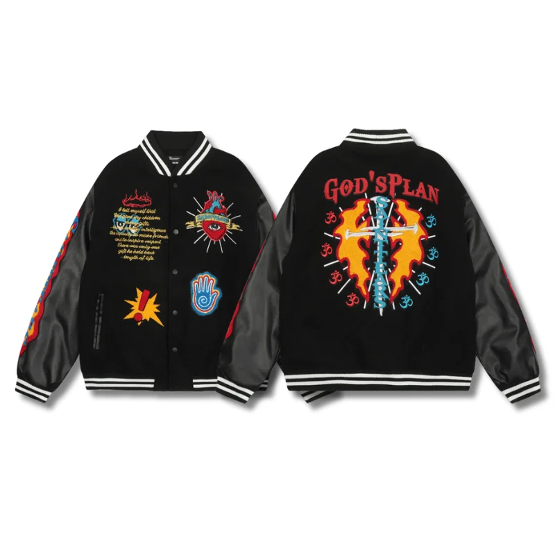 

American Saint Embroidered Baseball Jacket High Quality Patchwork Flight Jacket for Men Women Winter Coat