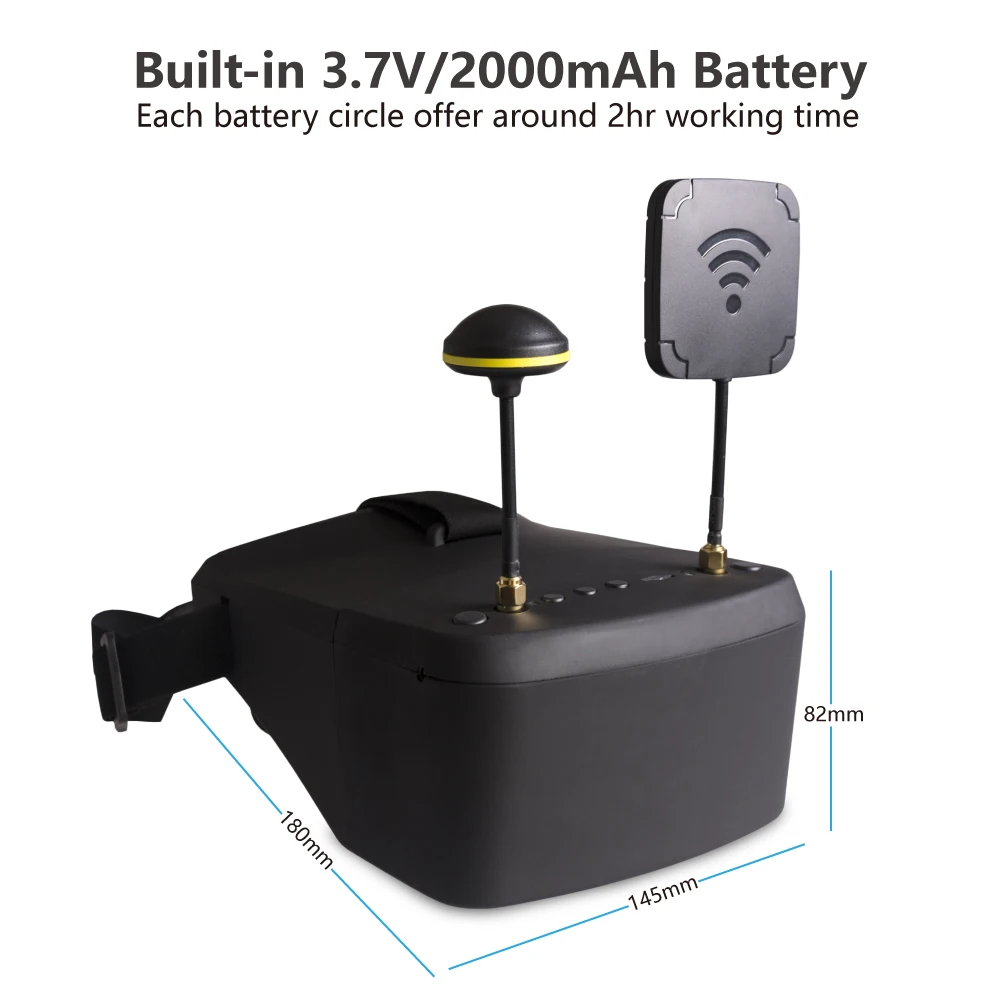 800D 5.8G 40CH 5 pouces 800*480 casque vidéo HD DVR diversité récepteur FPV lunettes avec batterie pour modèle RC Drone de course RC FPV