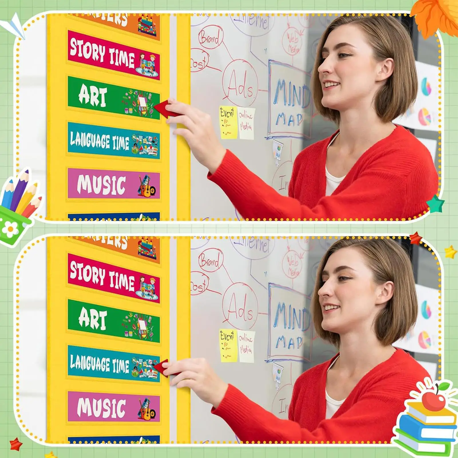 教室スケジュール ポケット チャート ビジュアル キッズ デイリー スケジュール カレンダー ビジュアル ティーチング ツール 学習用カレンダー オーガナイゼーション