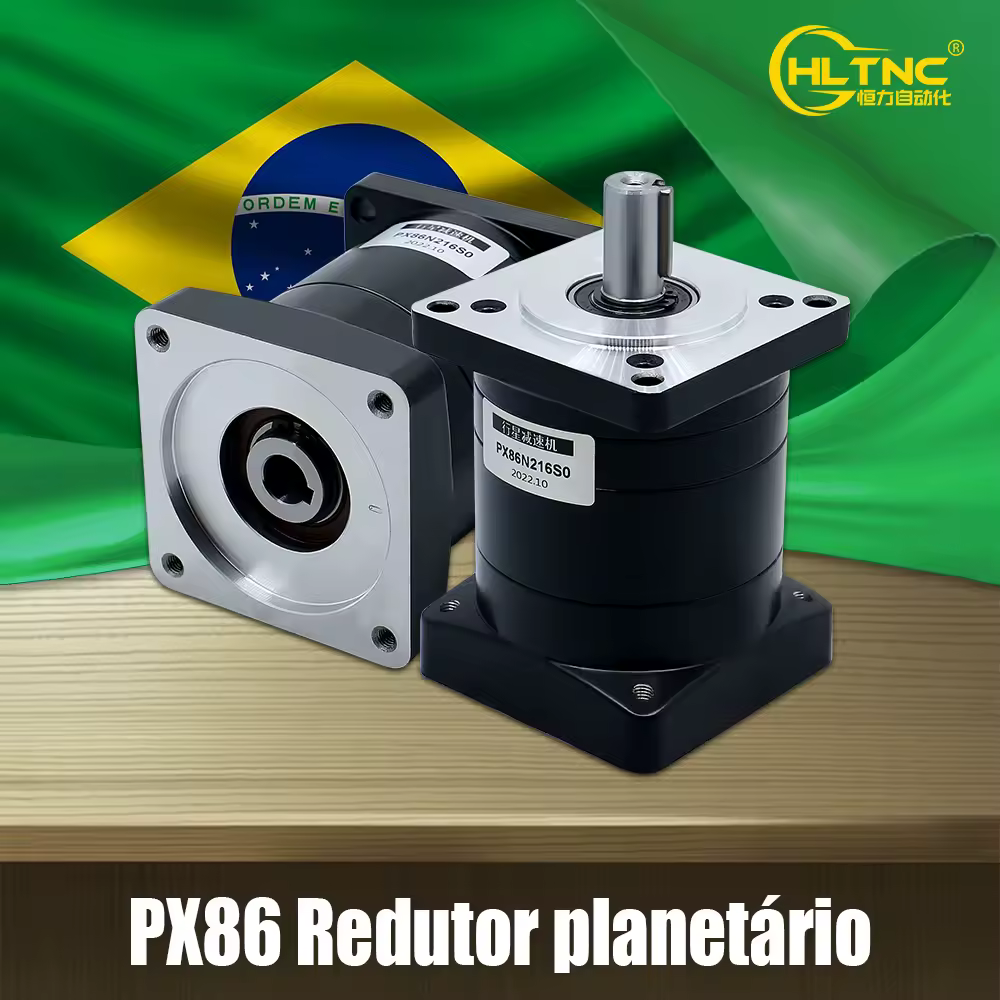 Redutor planetário enviado no brasil px86 adequado para motor de passo nema34 relação de engrenagem 4 5 10 max 50n.m para motor de passo nema 34