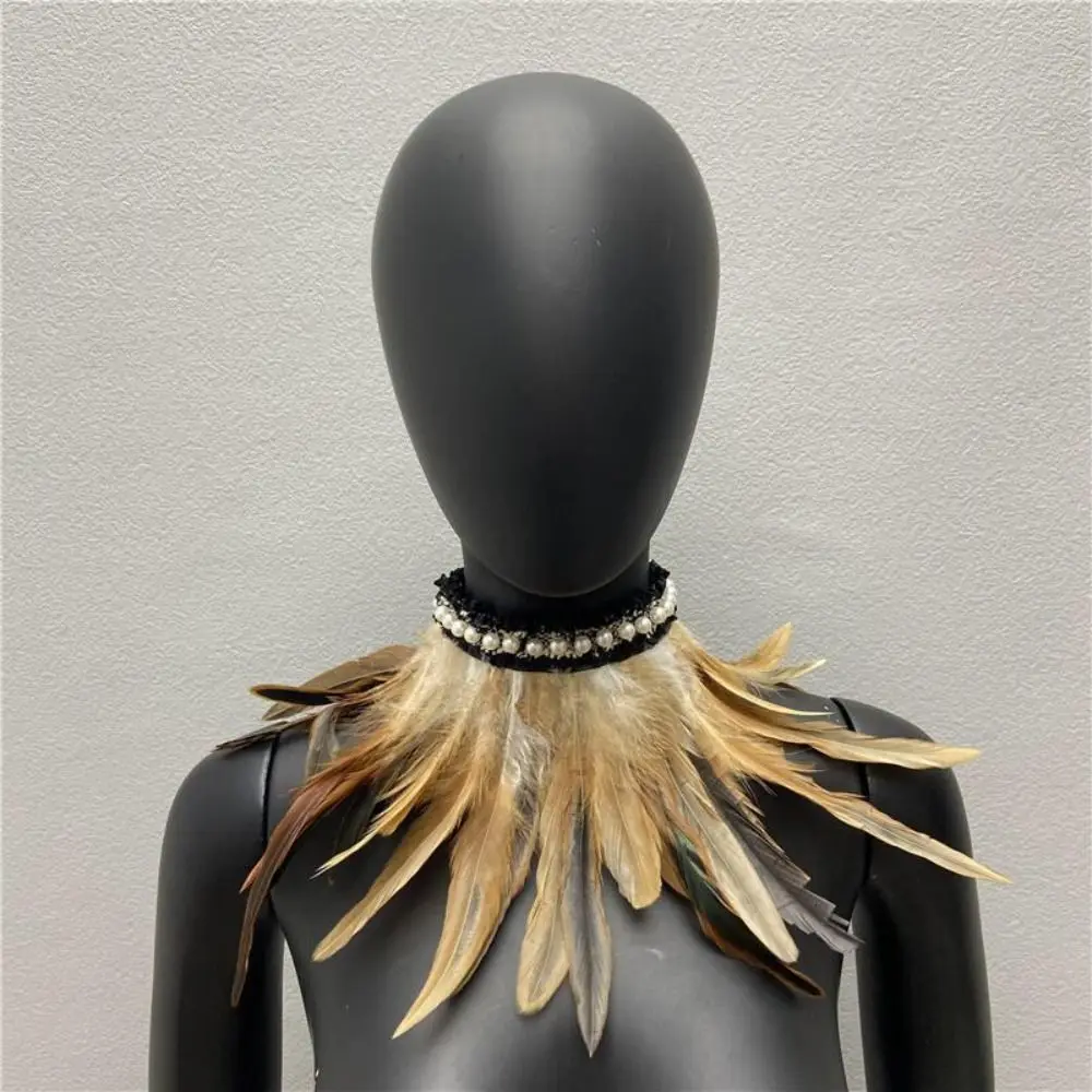 New Adjustable Faux Feather Scarf Lace-up Retro Faux Feather Collar Costume Accessories Stage Performance