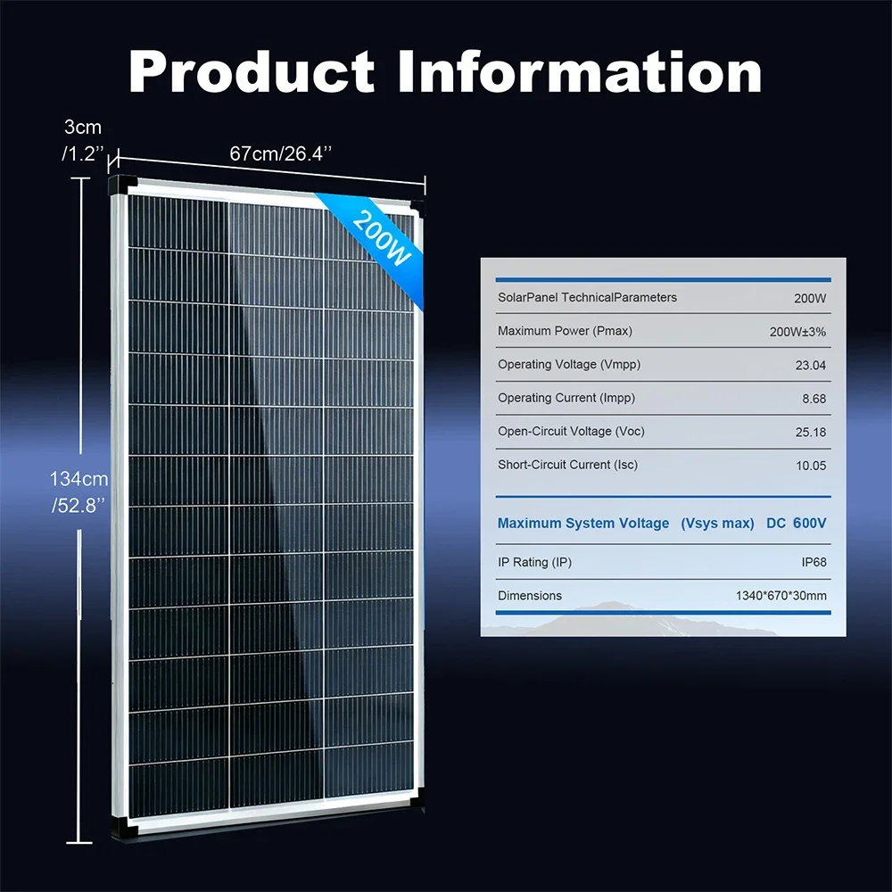 200W 400W 600W 800W 18V Monokr - Renewable Energy House incelemesi ve fiyatı