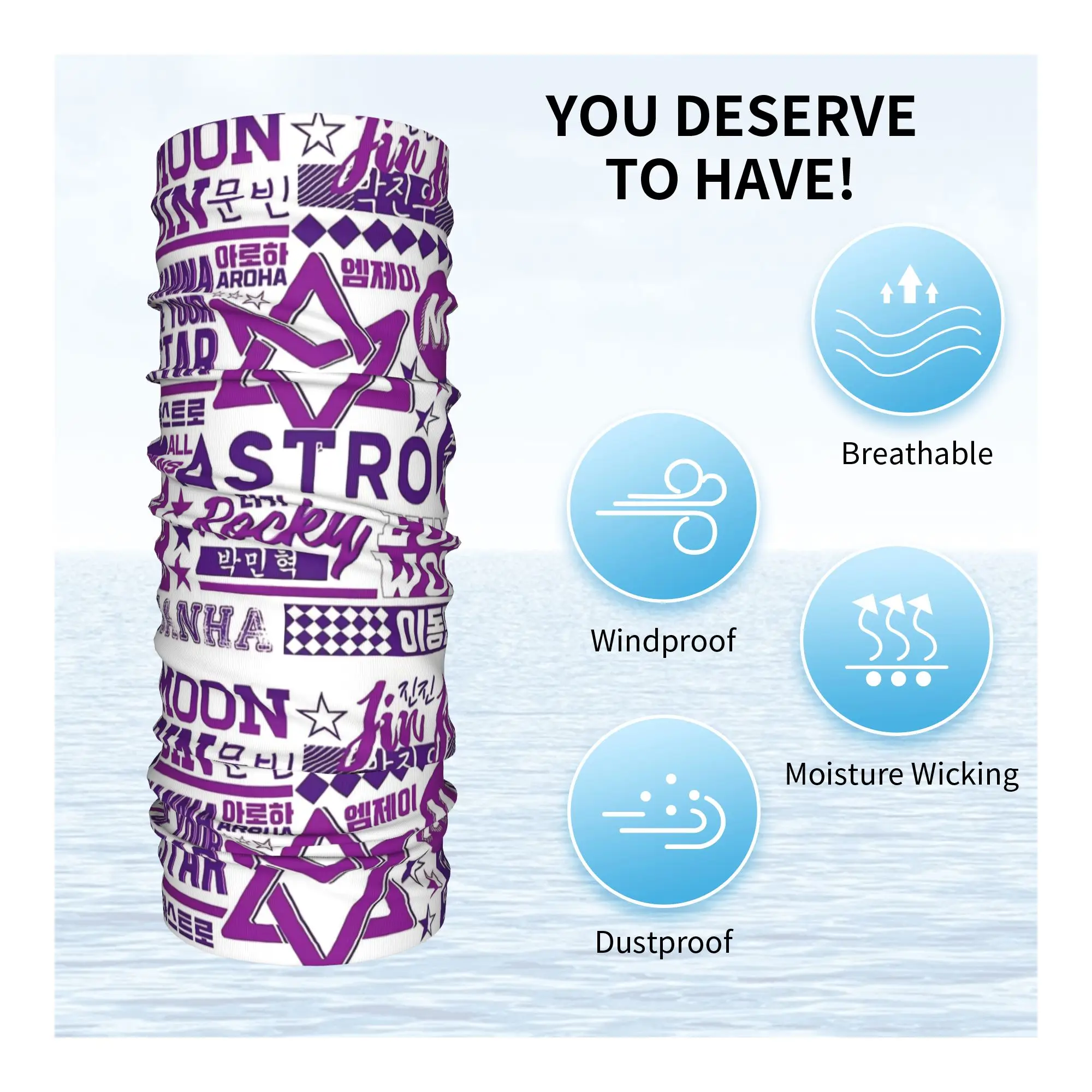 Kpop Astros MJ Jinjin Cha Eun woo Yoon San ha روكي باندانا الرقبة الجراب للتزلج الدراجات النساء الرجال التفاف وشاح عقال أكثر دفئا