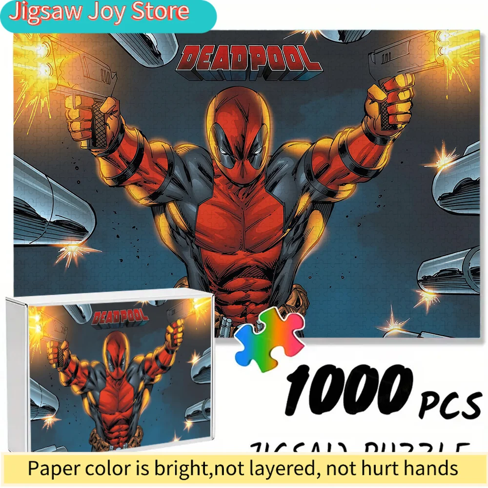 

of Marvel-Themed Seamless Puzzles Z11.3-35, Featuring Deadpool'S Dual Gun Shooting Comic-Style Art Pattern - Durable Thick Puz