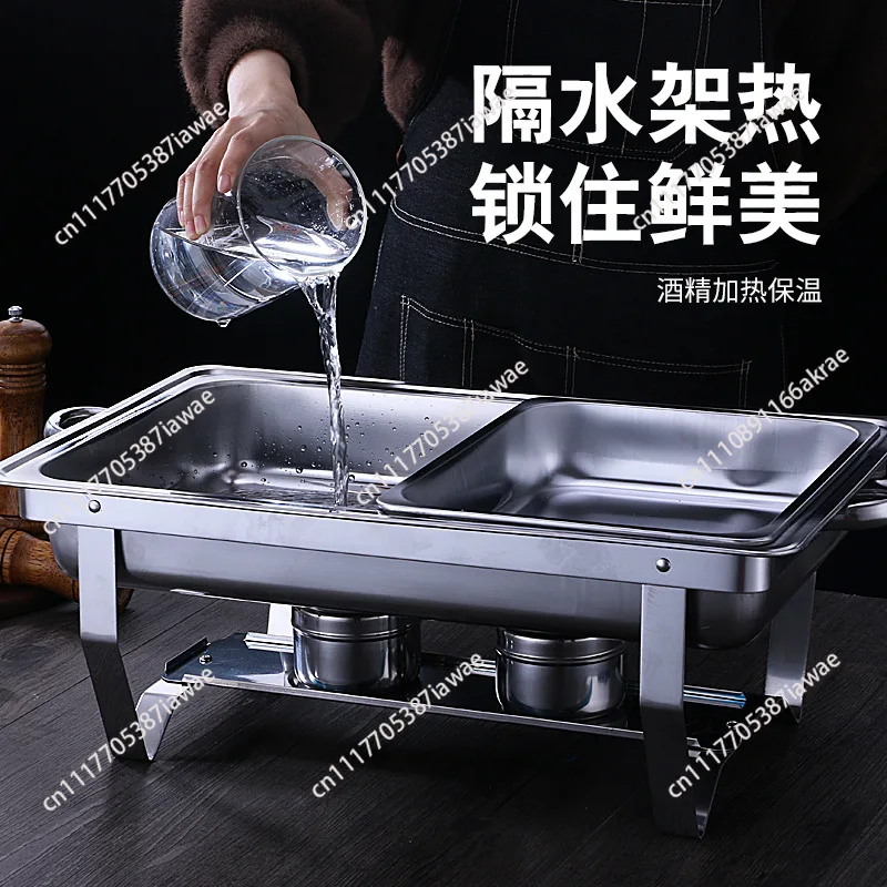 Stainless steel restaurant stove hotel buffet rectangular foldable clamshell buffet stove thermal insulation alcohol