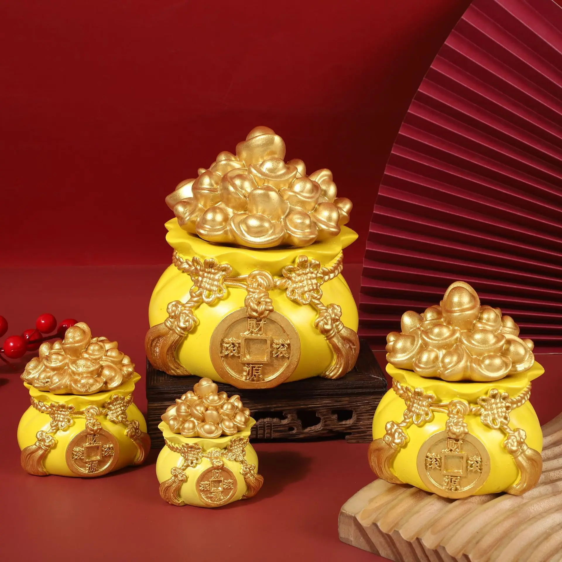 

New Chinese style lucky treasure resin handicraft ornament creative gold ingot lucky bag