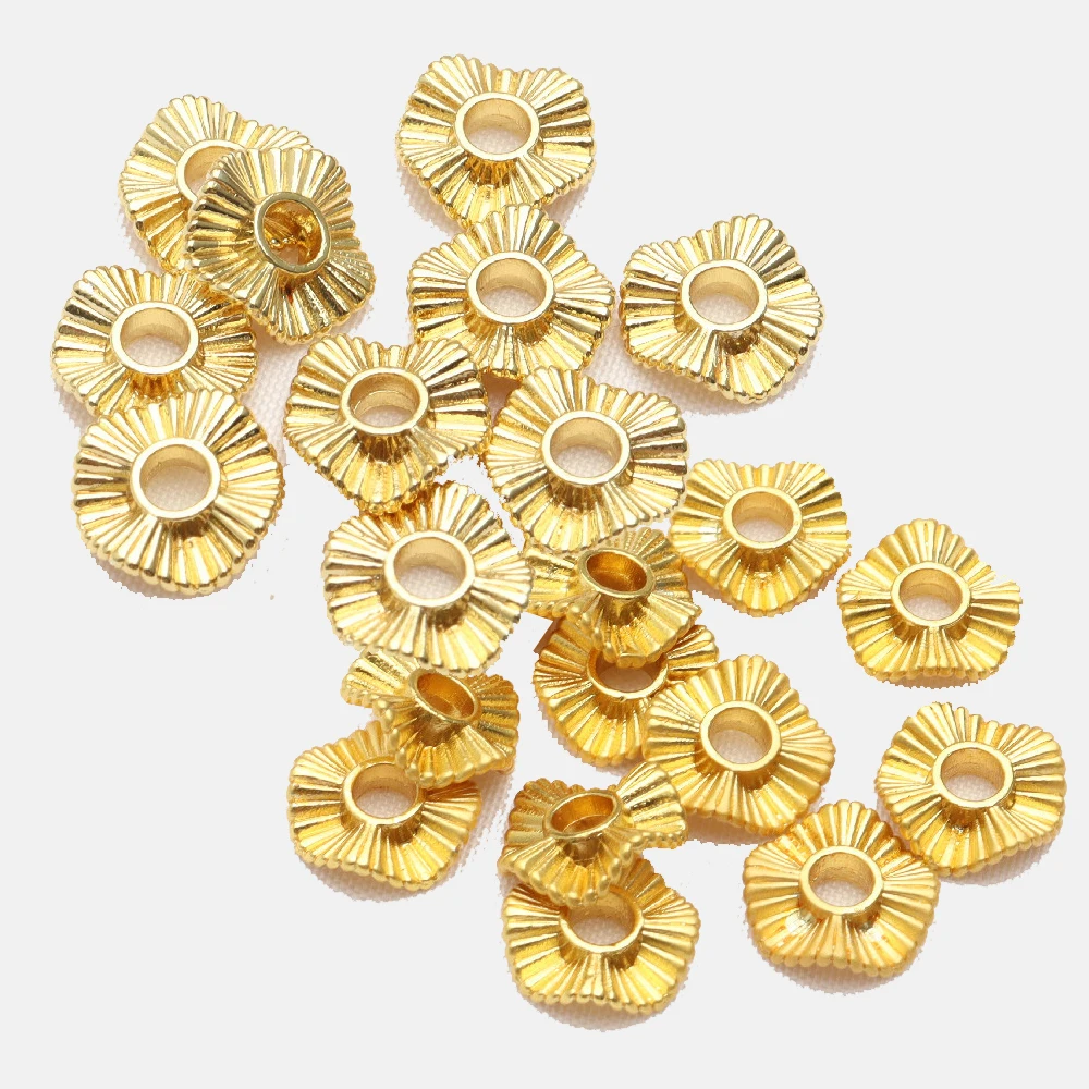 

20pcs 6/8/10mm 18K Gold Plated Brass Wavy Disc Spacer Loose Flat Round Beads for DIY Bracelet Necklace Earring Craft Supplies