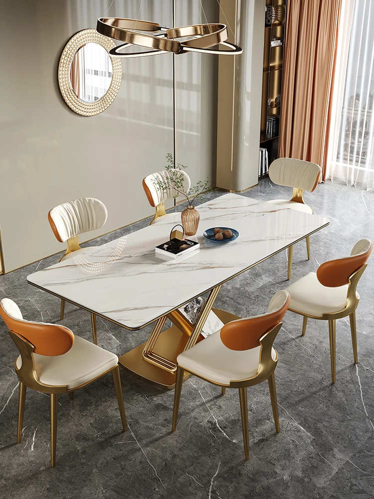 Small unit dining table and chair combination glossy rock panel