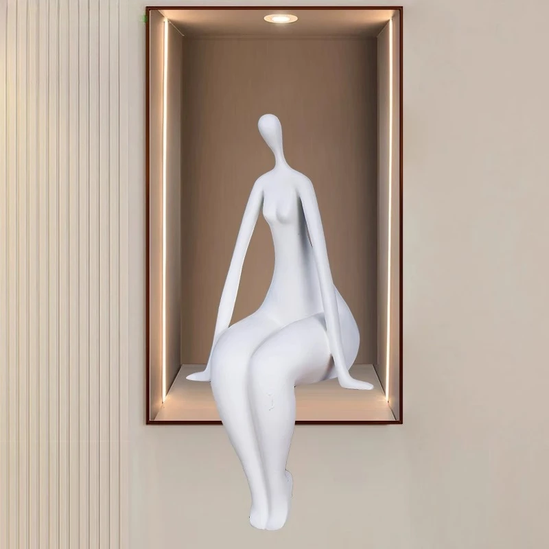 Sitting Figure Sculpture Ornament Living Room Wine Cabinet TV Cabinet Bookcase Model Room Hotel Beauty Salon Soft Decoration