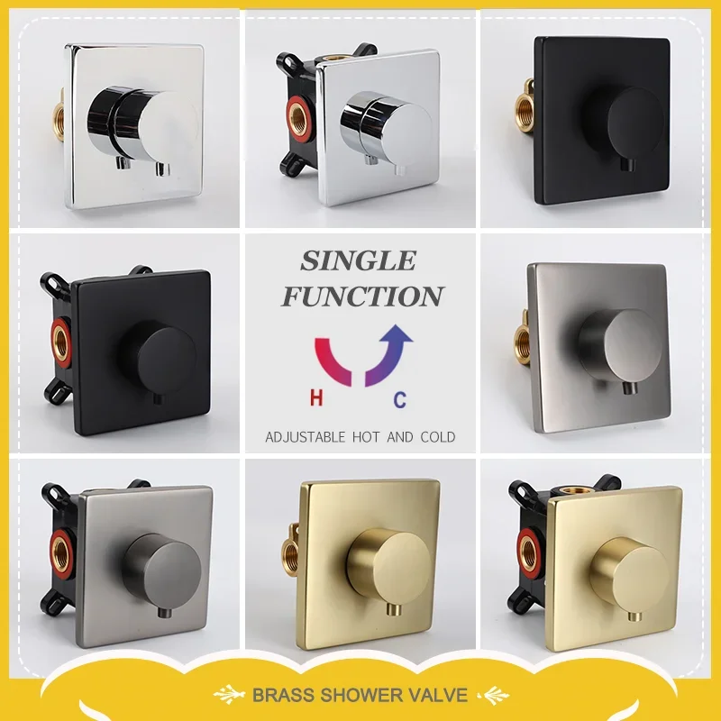 Single Function Mixer Water Tap Bathroom Water Faucets Shower Diverter Valve Black Gold Chrome Round Solid Brass Concealed