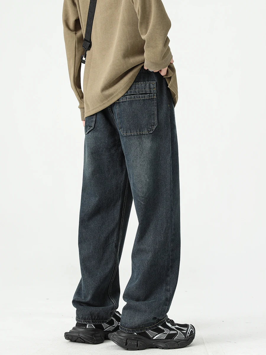 

Мужские джинсы Boyue в американском хип-хоп стиле, винтажные, широкие, прямого кроя, свободные, повседневные, модные, длинные брюки для молодежи