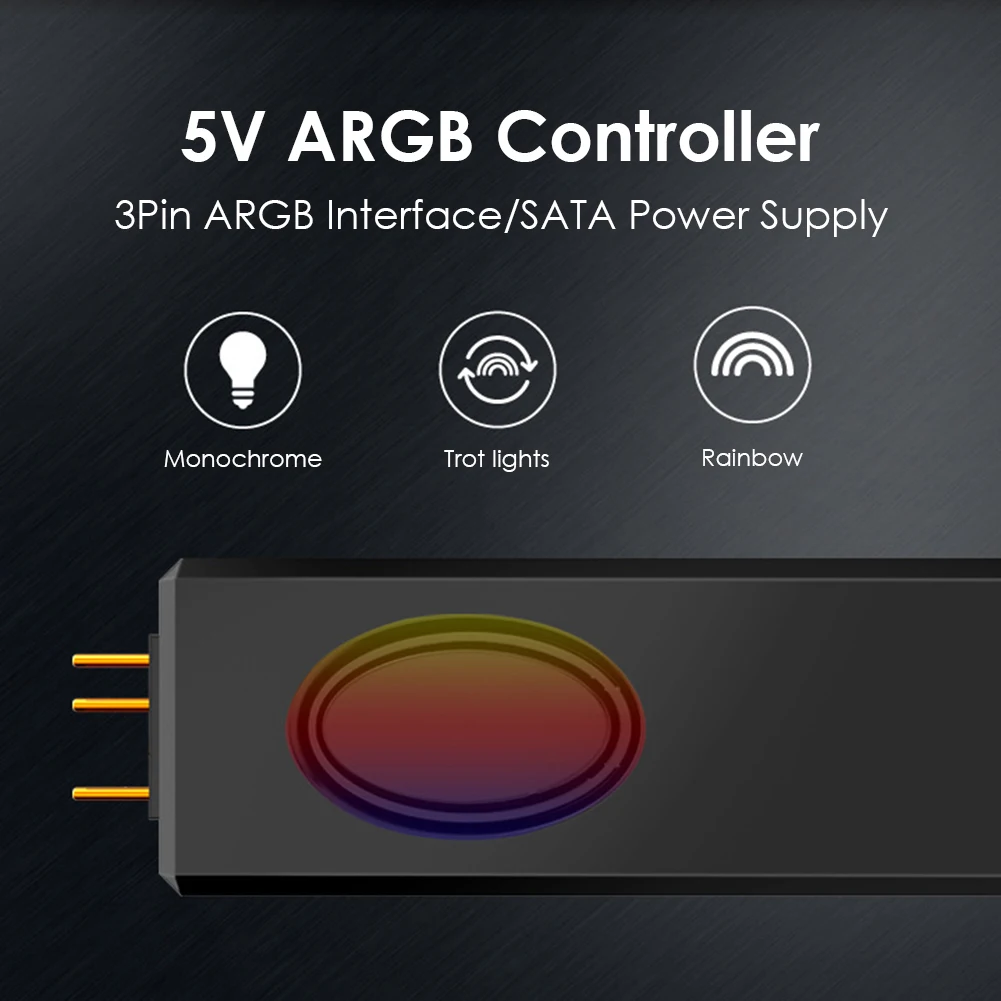 섀시 팬 LED 스트립 워터 쿨러용 SATA 핀 전원 공급 장치 5V ARGB 컨트롤러