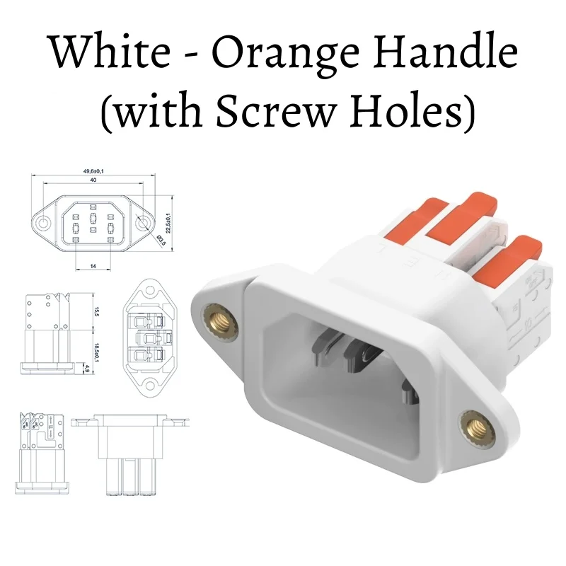 2pcs AC 3-Pin Quick Connect Socket Solderless Fast Wiring Push-in Power Socket Charging Male Plug Snap-fit 3pin