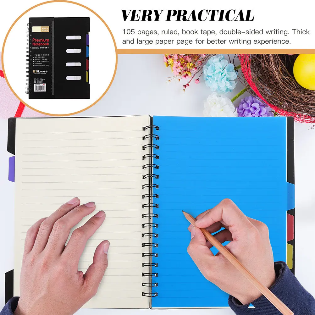 Spiral Notebook with Tough Plastic Shell Eco Paper Pulp Waterproof Wear Resistant for School Office Business Diary Journal