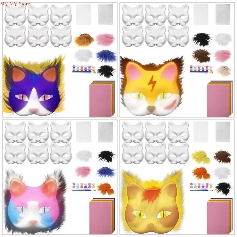 

Therian Mask with Fur,Eye Mesh and Felt Sheet DIY Mask to Paint Furry Animal Mask Gear for Halloween Cosplay