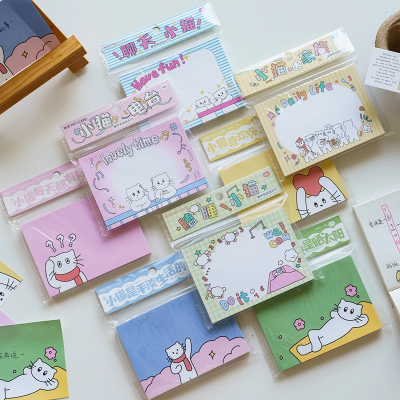 80Pcs Cute Cat Memo Pad Message Notes Paper Daily Planner To Do List Notepad Kawaii School Stationery