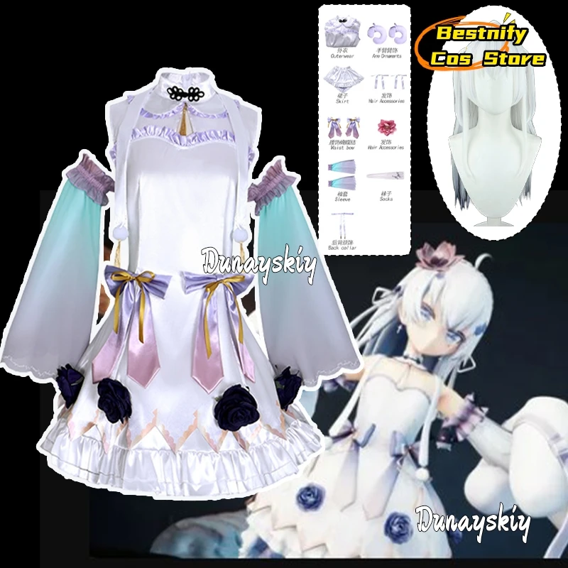 

CosplayAnime Virtual YouTuber Higashi Yukihasu Cosplay Costume Laser Bandeau Lolita Dress Japanese Kimono Dress Outfits Wig Prop