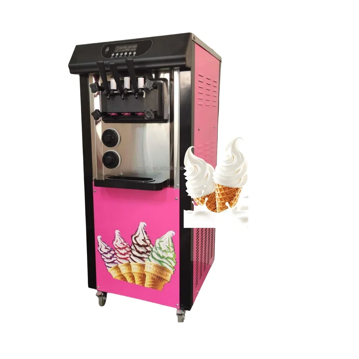 Factory Price 20L/H Commercial 2+1 Flavors Soft Serve Ice Cream Maker Machine Portable Colorful Bql Ice Cream Machine HJ-ICM20L