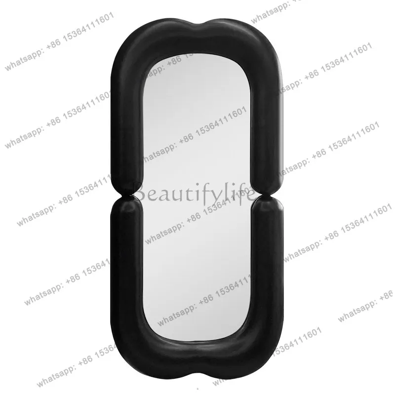 French black full-body household wall-mounted special-shaped dressing mirror bedroom creative floor fitting mirror