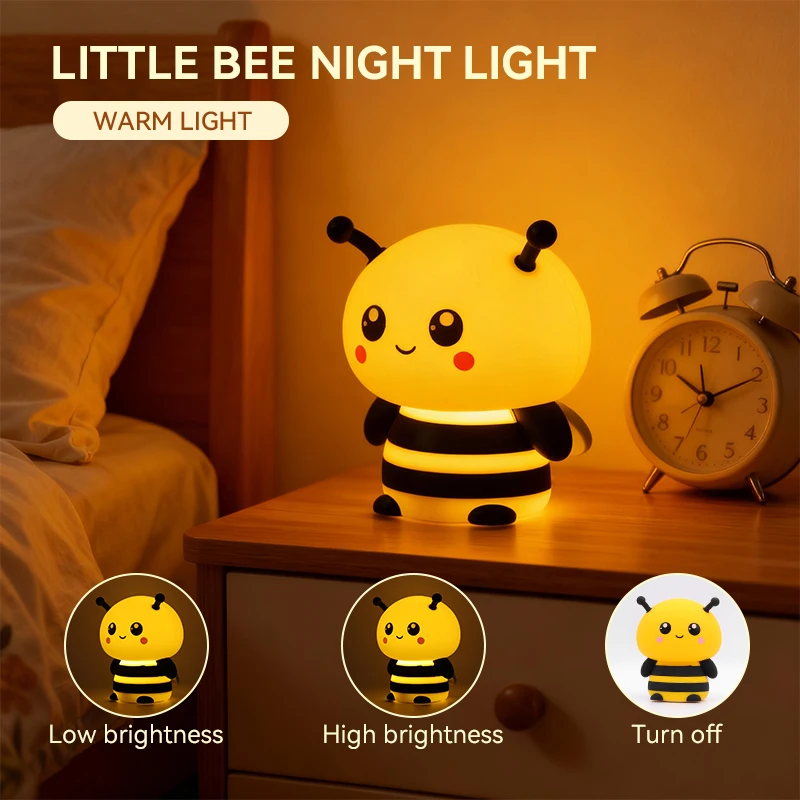 

Bee Night Light, Rechargeable Bedside Lamp, Touch-Control Dimming, Timer Function, Ideal for Home Decor, Perfect Gift Choice