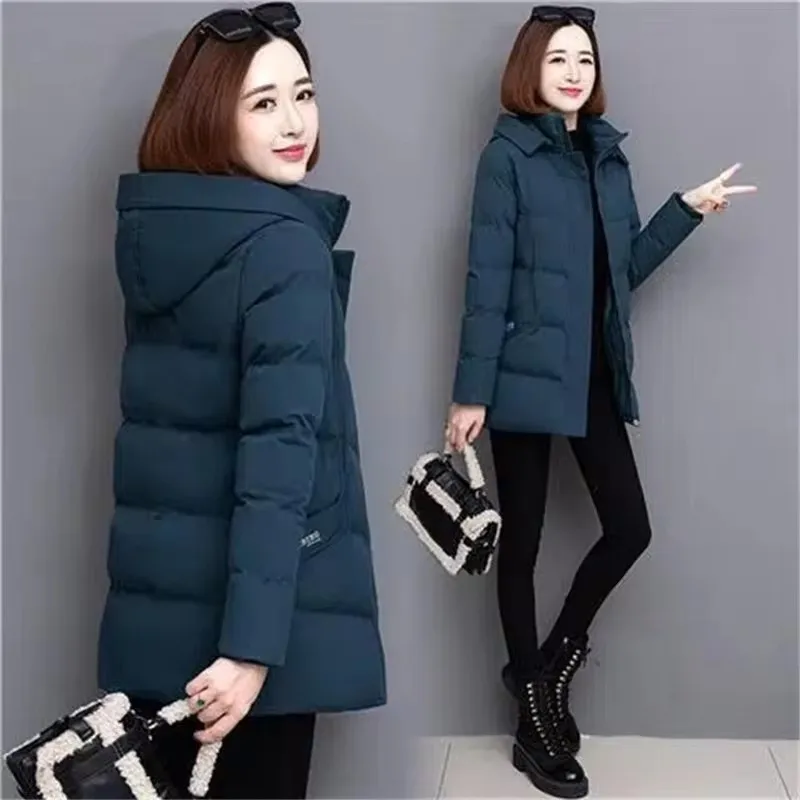 New Winter Jacket Female Parka Korean Hooded Removable Cap Cotton Coat Women Mid-Long Loose Thicke Down Cotton Coat Outerwear
