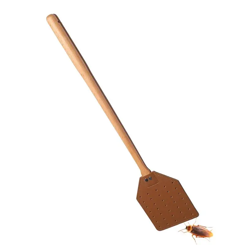 Handmatige Heavy Duty Vliegenmepper Draagbare Vliegenmeppers Lederen Vliegenmepper Stabiele Ergonomische Handmatige Swatter Voor Huis Tuin Terras