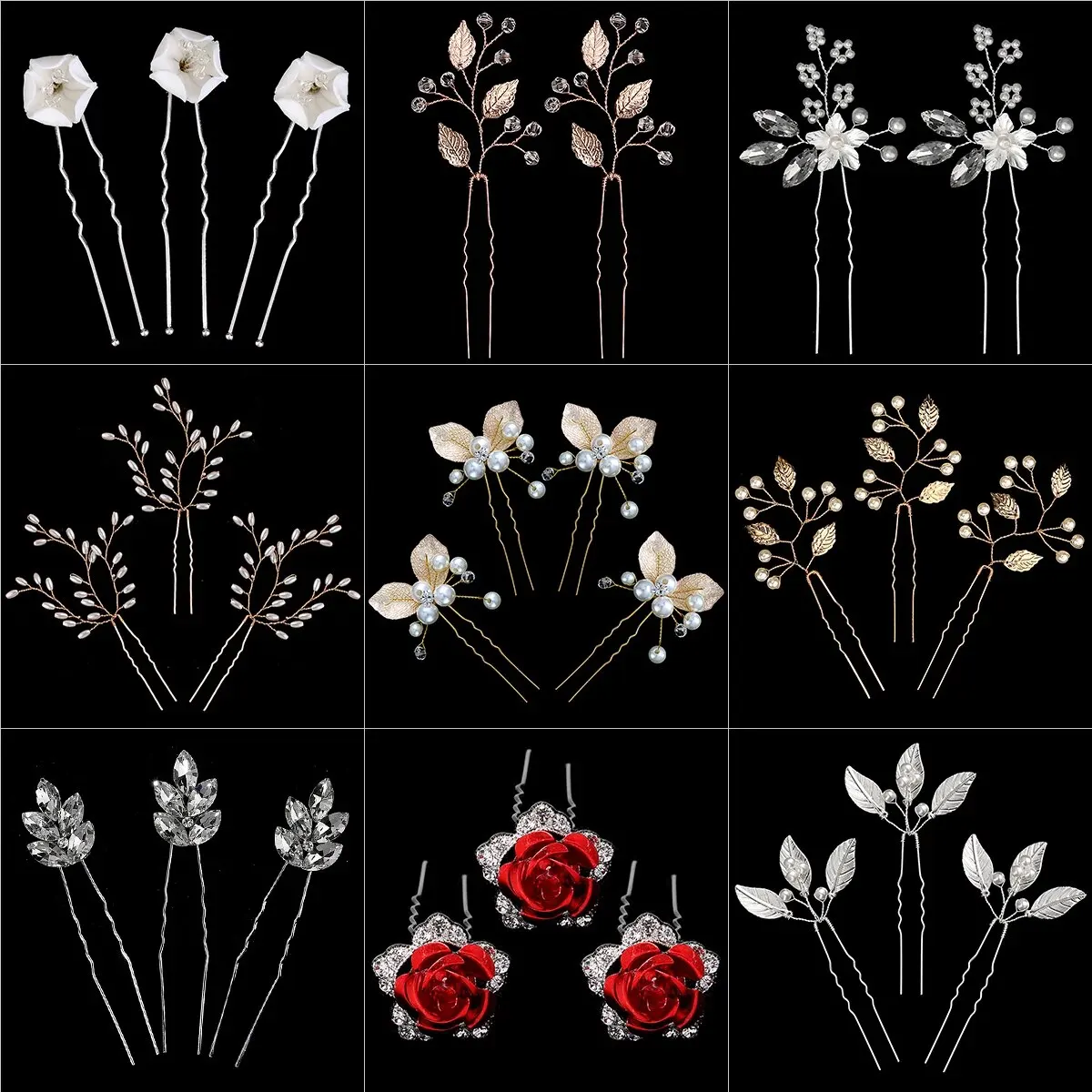 Floral Pearl Beaded Hair Stick Crystal Hair Bridal Hairpins Accessories Hairpins Pearl Hair Ornament Rhinestone Hairpins