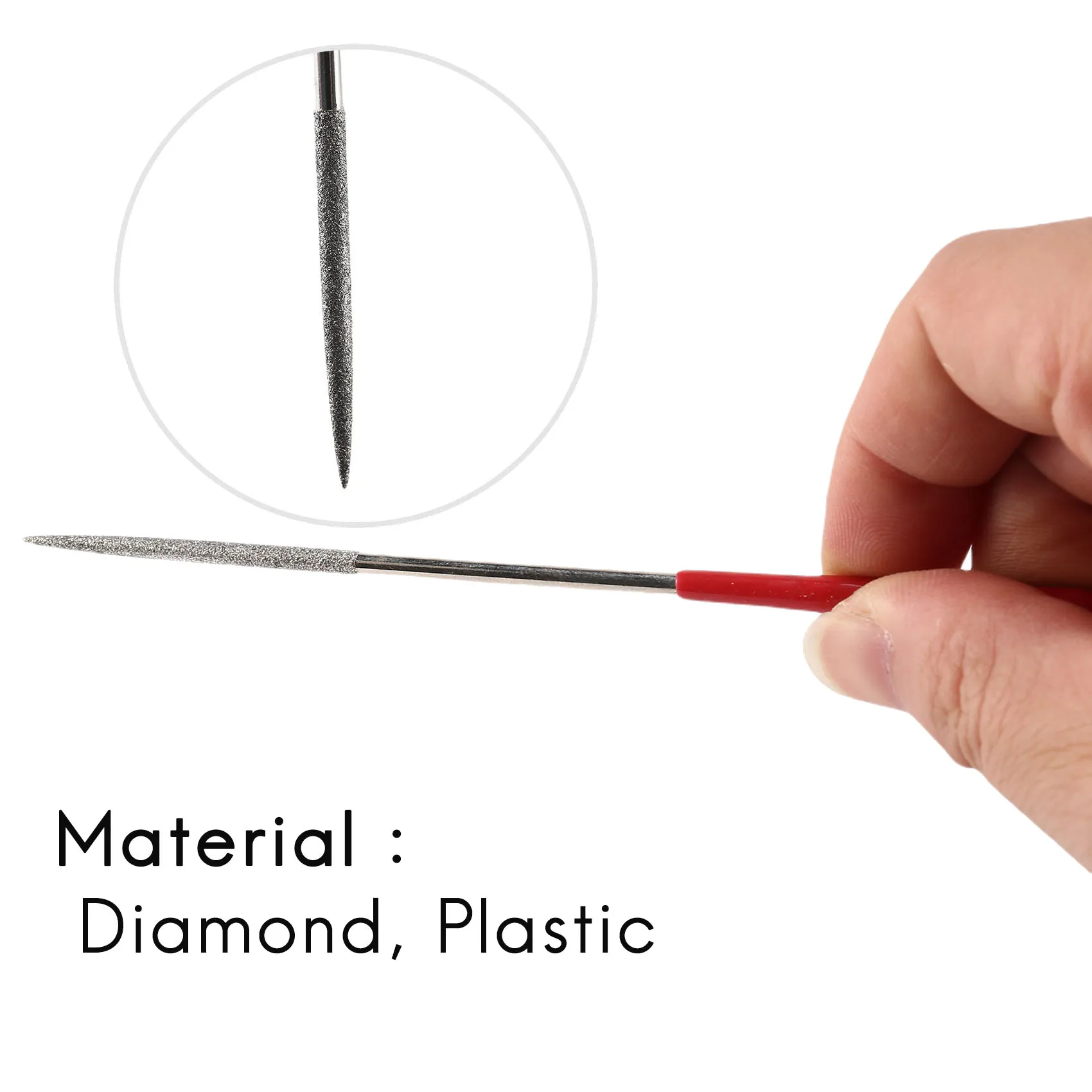 Lime diamantate a coda di topo rotonde lapidarie 3mm x 140mm tono argento rosso