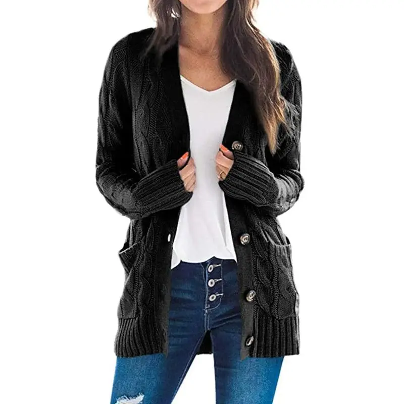 

Autumn/Winter New Style Casual V-Neck Single-Button Long-Sleeved Knitted Jacket Overcoat Sweater
