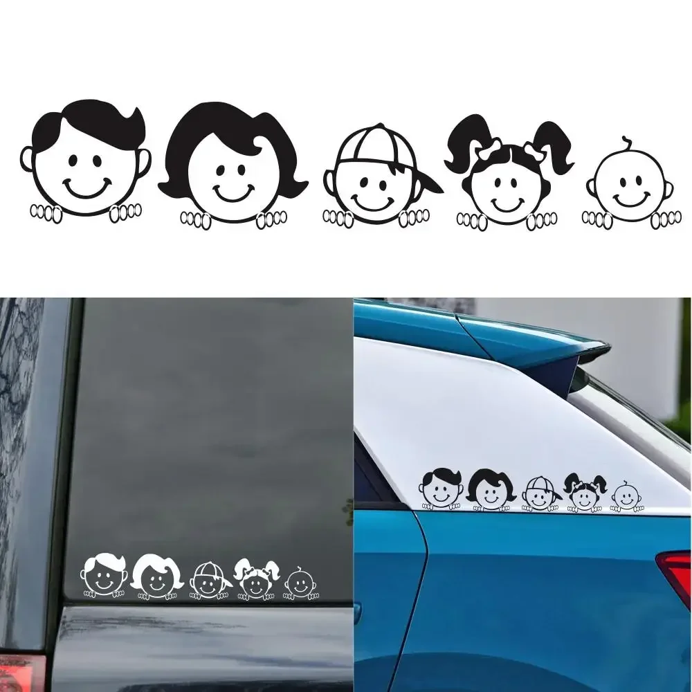 2pcs 5cmx25cm Auto Sticker Happy Family  Sticker Art Design Pattern Body Sticker Auto Waterproof Accessories