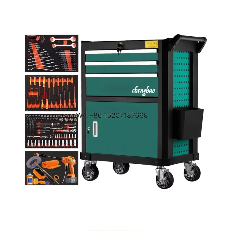 Wmwmnu Complete Set Industrial DIY Car Wash Repair Workshop Tools Mobile Vehicle Maintenance Cleaning Trolley Tool Storage