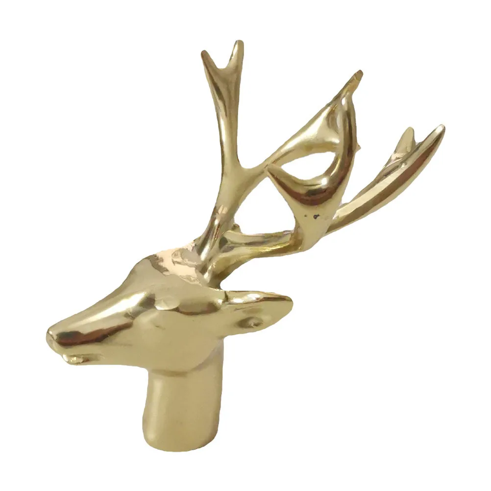 

1Pcs Deer Head Decoration Brass Craft for Desktop Home Office Bookshelf Resin Decor Stylish Metal Ornament Luck Symbol