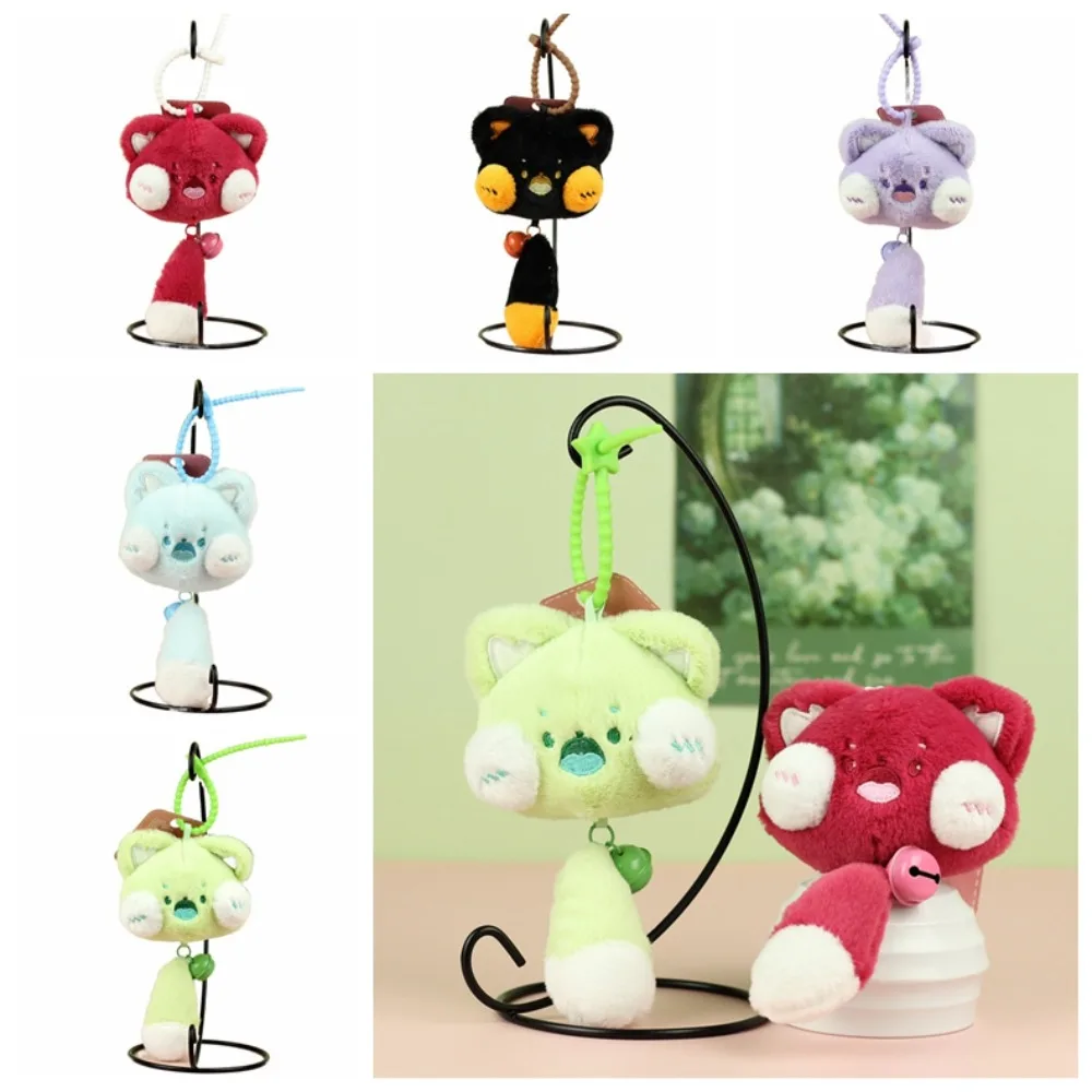 Fashion Long Tail Plush Cat Keychain PP Cotton with Bell Cat Plush Keyring Cartoon Cute Plush Cat Doll Pendant Christmas Gift