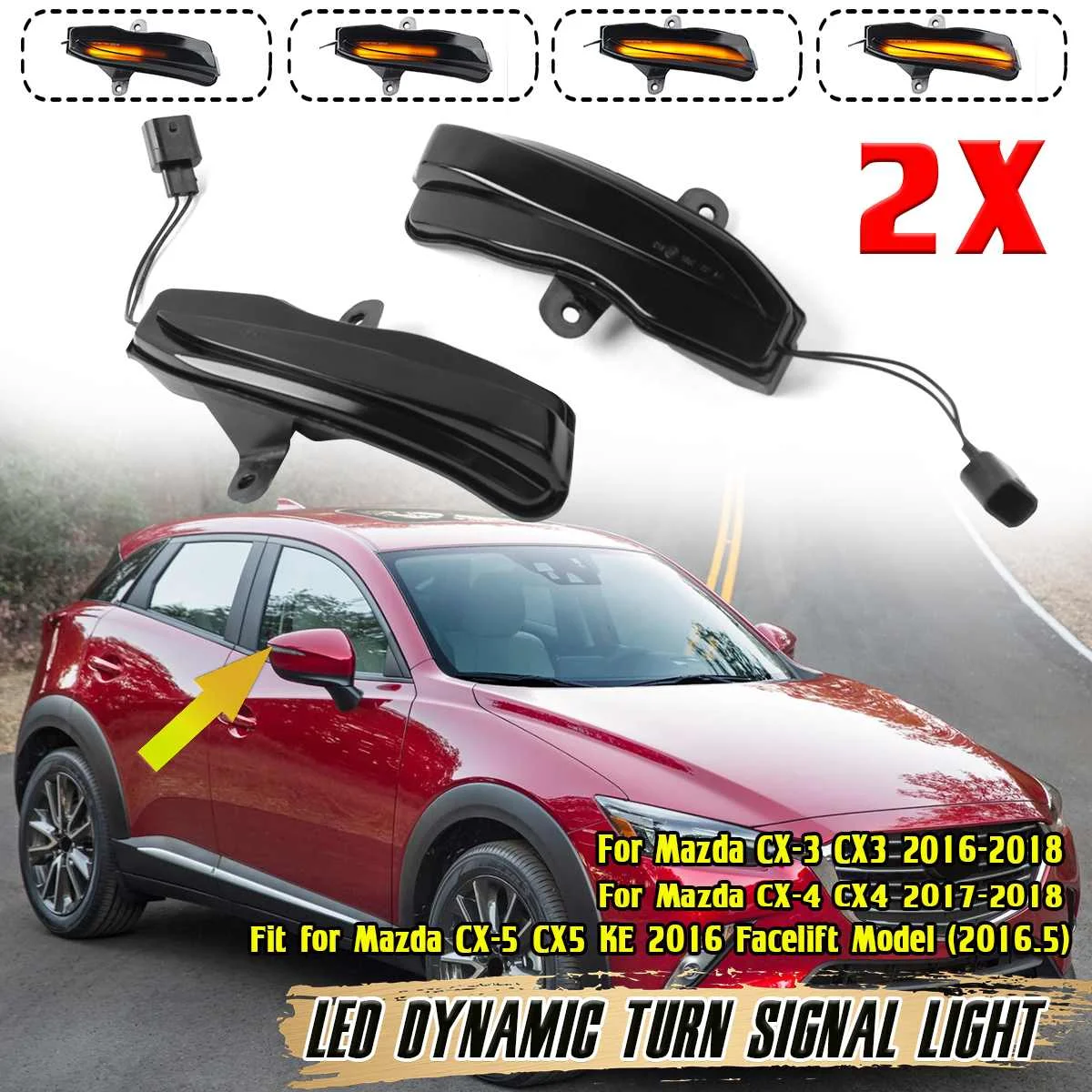 

CX3 динамический светодиодный боковой светильник зеркала заднего вида для Mazda CX-3 CX3 CX-4 CX4 CX-5 CX5 KE 2016-2018 указатель поворота мигалка лампа