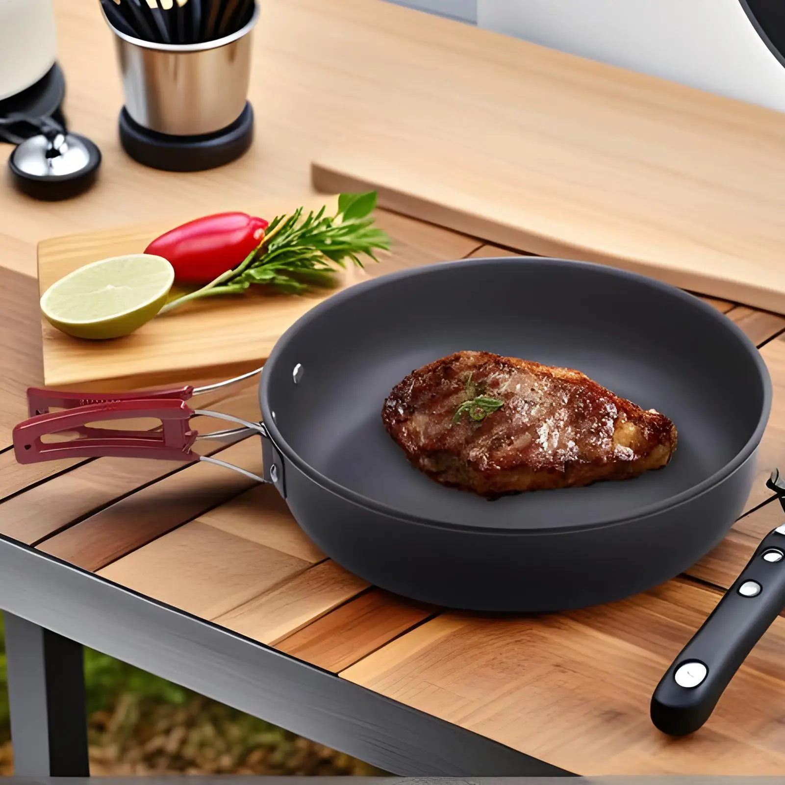 مقالي التخييم للطبخ شقة صينية عموم التخييم سبائك الألومنيوم طلاء غير عصا الحفر الغليان الطبخ مقلاة للخارجية #3