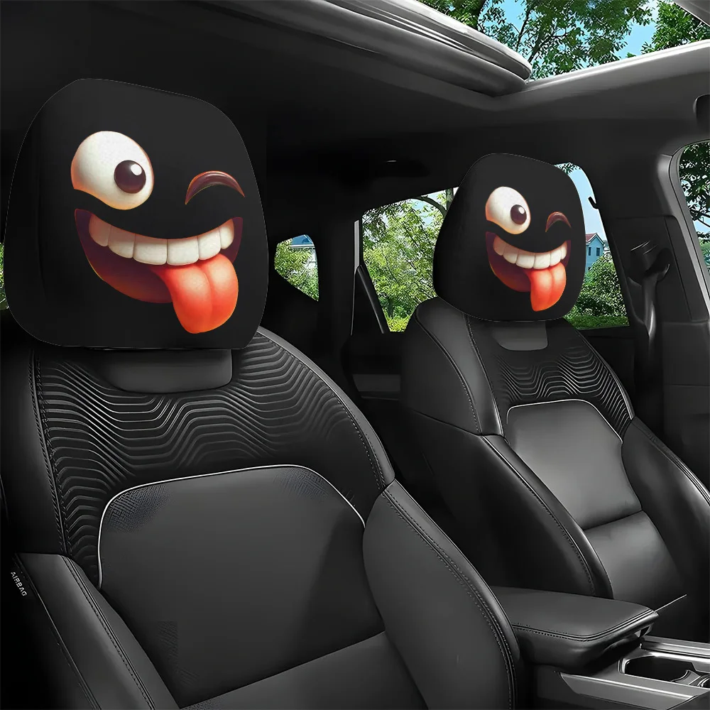 قطعتان من أغطية مسند رأس السيارة الممتعة ذات التعبير اللسان، هدية مثالية لعيد ميلاد الصديق، قابلة للتمدد والغسل