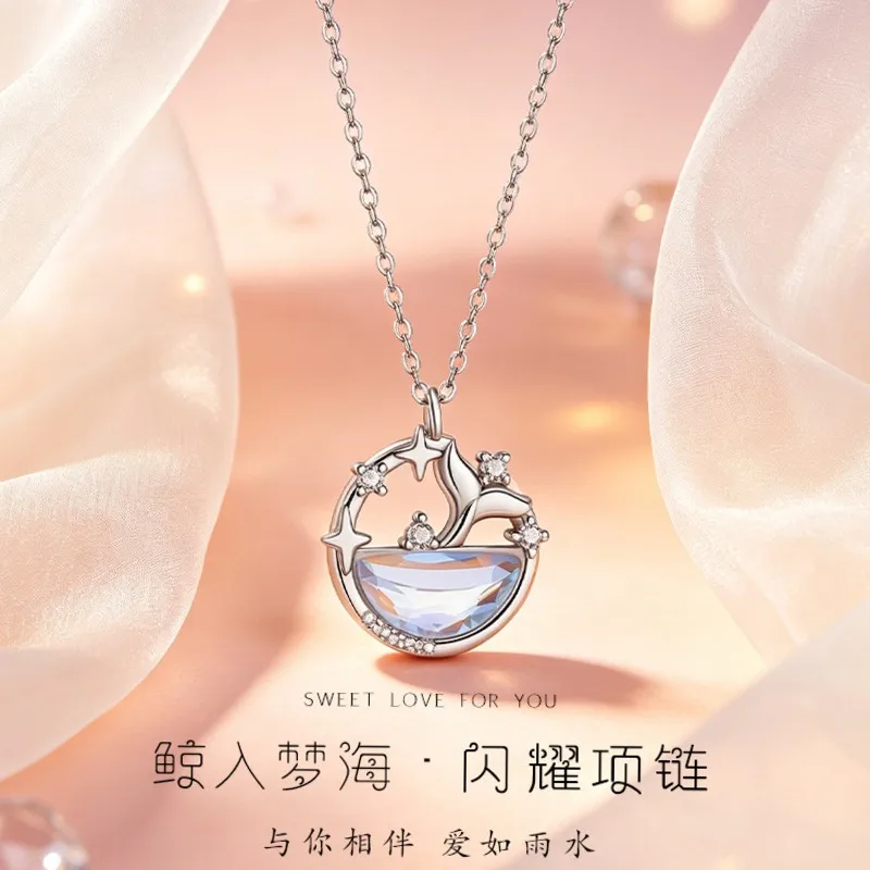 Luck Bracelet Hand String Minsheng Whale Dream Into The Sea Necklace Fishtail Clavicle Chain Ins Zircon Pendant Jewelry High-End