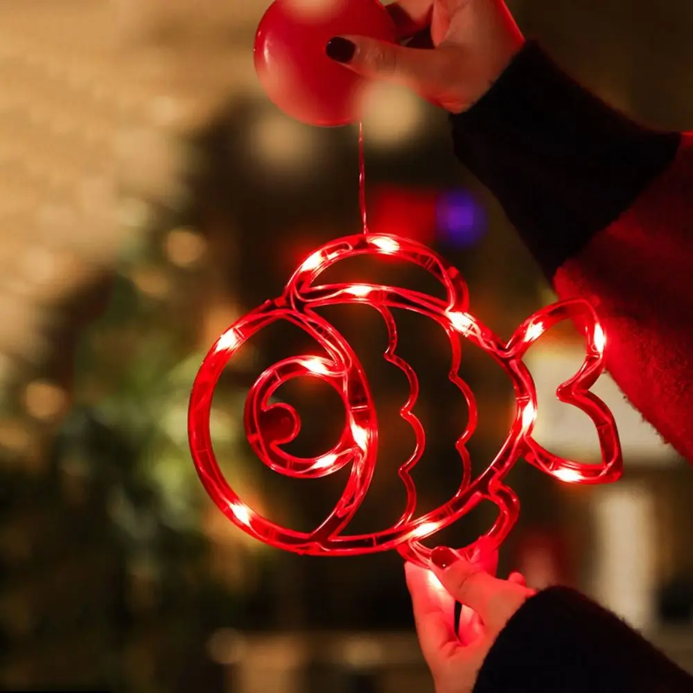 With Suction Cup Spring Festival LED Light Pendant Acrylic Large Size Chinese New Year Lantern Red