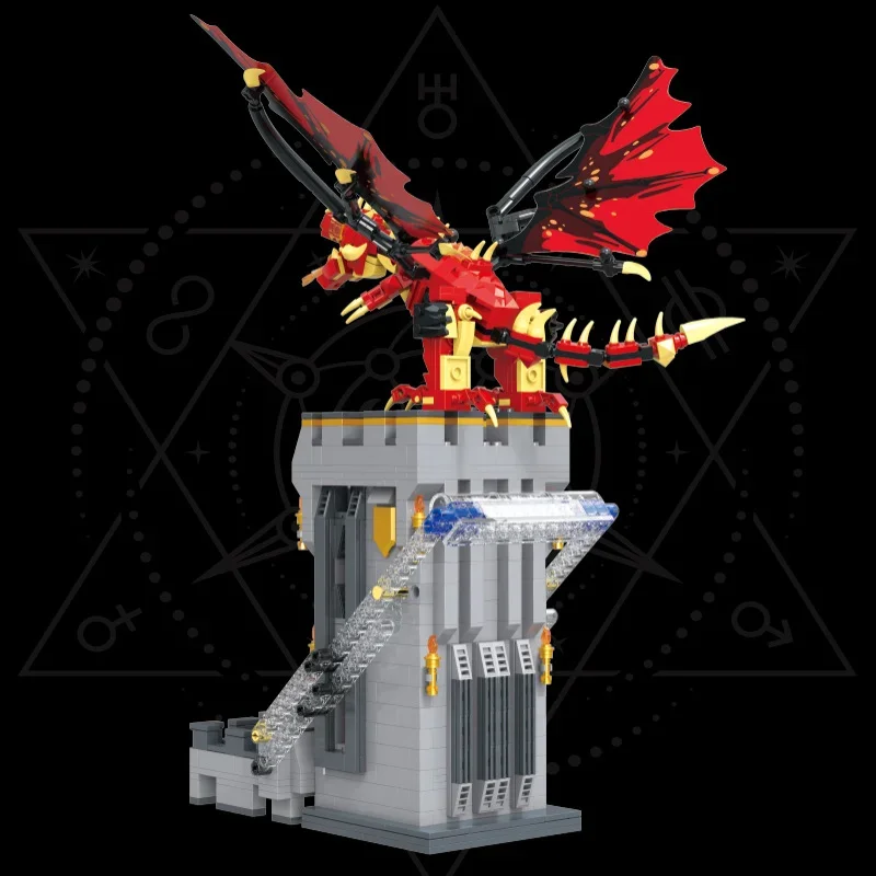 

1176PCS MOC Magic Dungeons Dragons Red Dragon's Tale Architectural Building Blocks Model Creative Puzzle Toys for Kids Gift