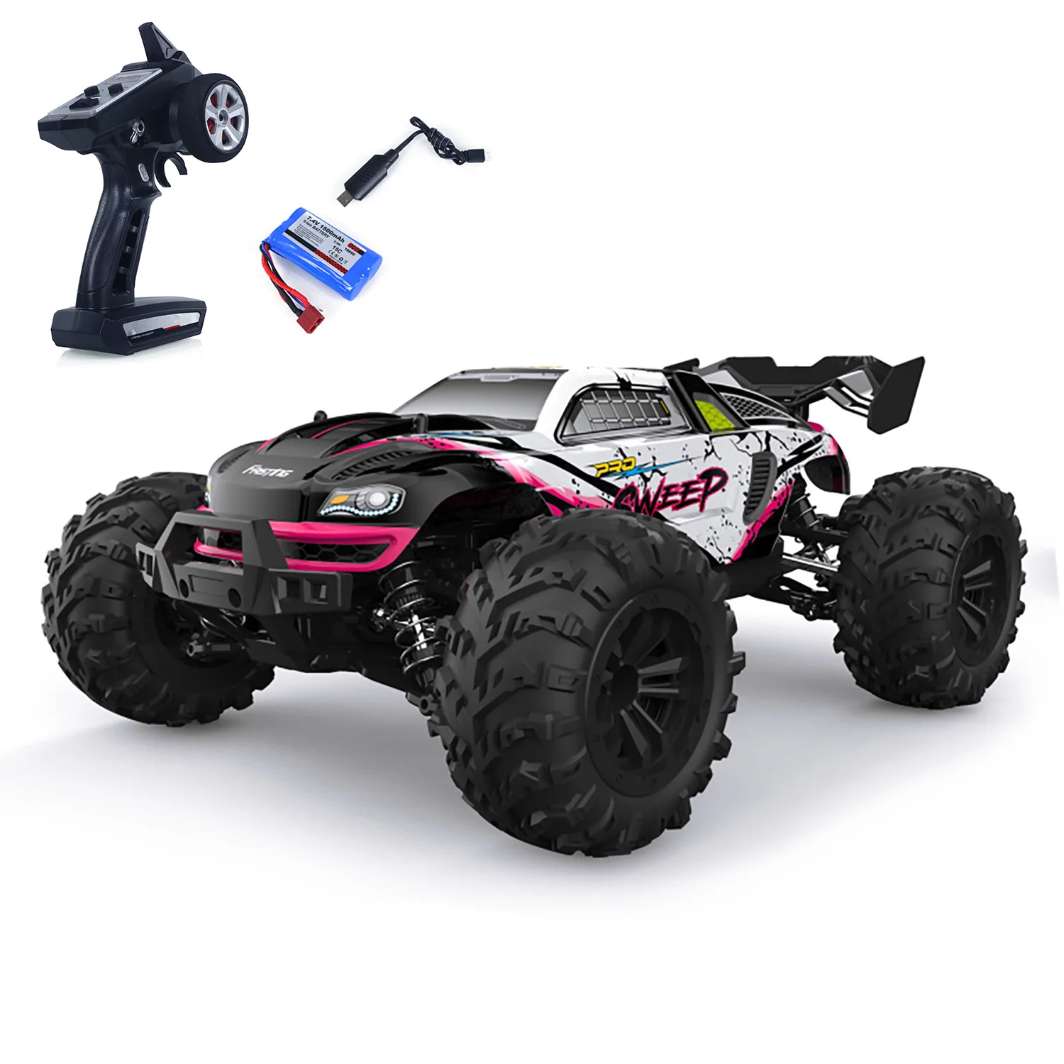 1/16 4x4 controle remoto fora de estrada carro scy 16101pro rc monster truck captador luz led 390 motor escovado modelo de simulação veículo